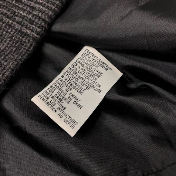 𝅺RICKI’S Grey Plaid Military Style Belted Wool Blend Thick Peacoat Trench Coat - Picture 14 of 16